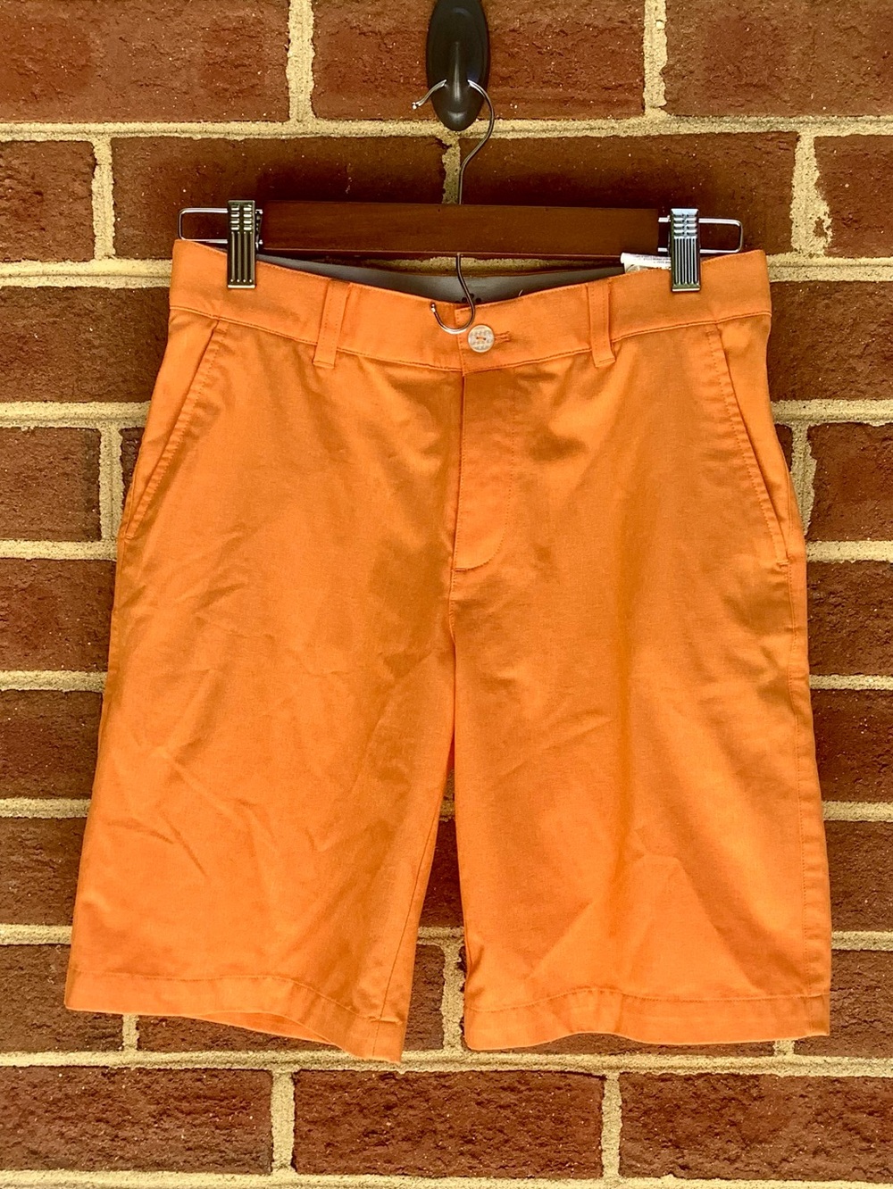 Like New Puma Boys Junior Pounce Golf Shorts Vibrant Orange Stretch Button L